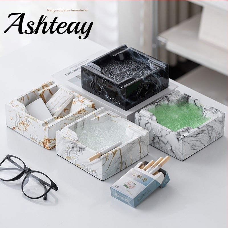 Kerámiából készült hamutál iroda és otthon számára, európai stílus, tároló funkció, logónyomás és testreszabás; anyag: kerámia/kőpor