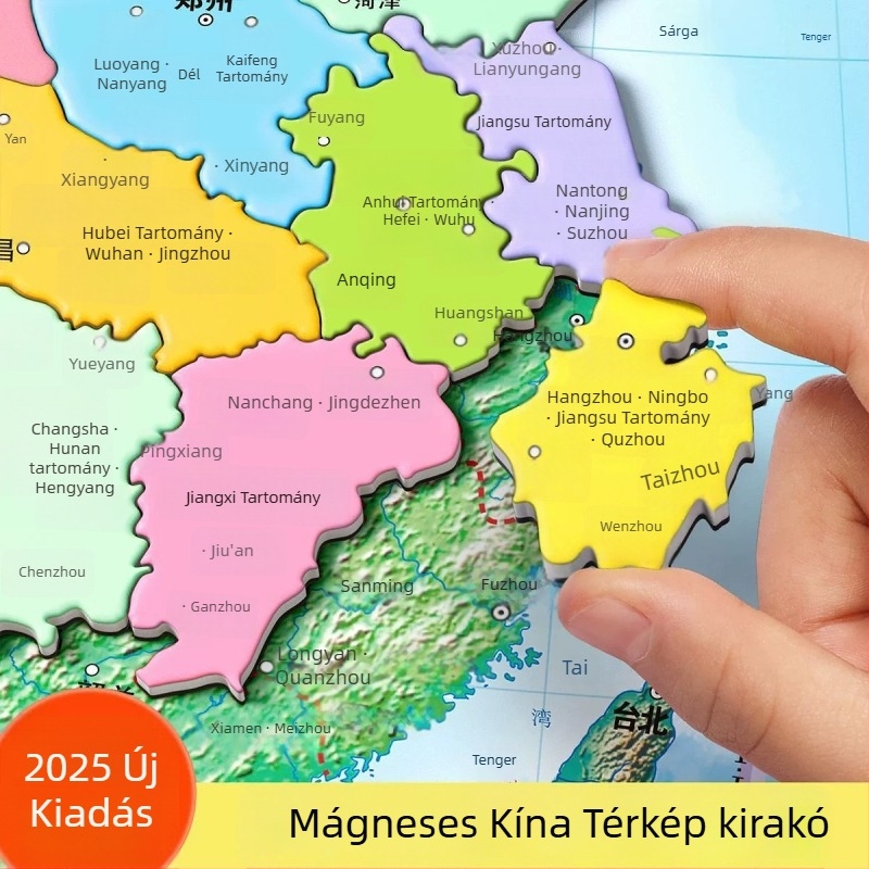 Mágneses kínai térkép rejtvény - sí puzzle, EVA anyag, 7-14 éveseknek, földrajzi nevelés játék