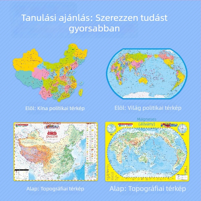 Mágneses kínai térkép rejtvény - sí puzzle, EVA anyag, 7-14 éveseknek, földrajzi nevelés játék