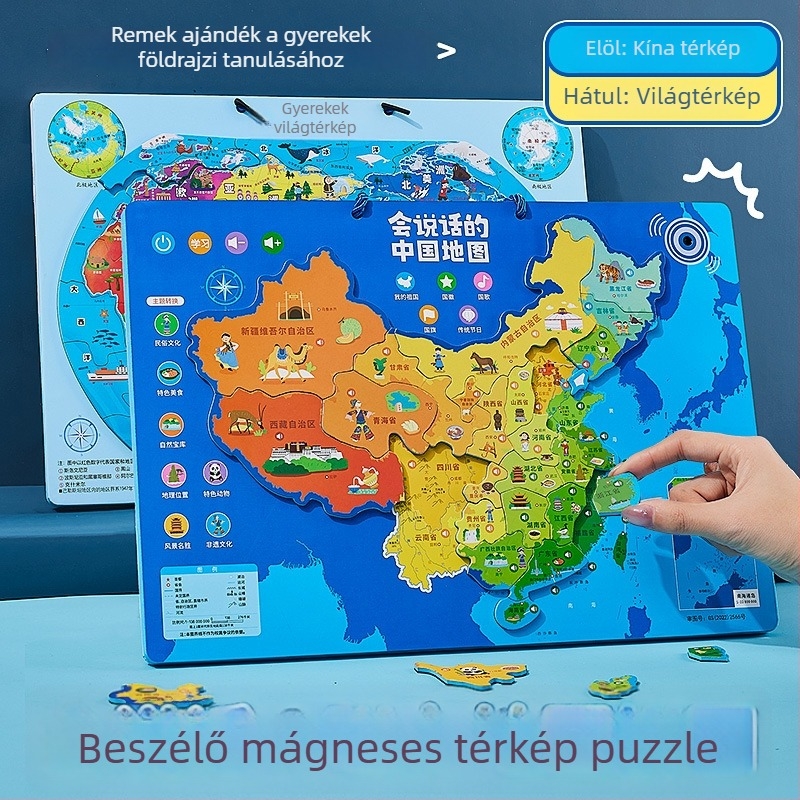 Mágneses kínai térkép rejtvény - sí puzzle, EVA anyag, 7-14 éveseknek, földrajzi nevelés játék
