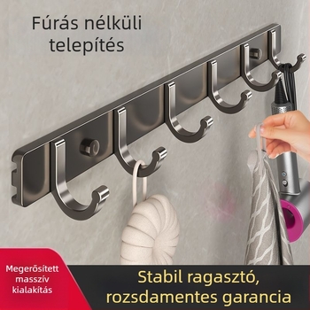 Space alumíniumból készült falra szerelhető akasztó ragasztóval, 3–8 akasztó, terhelés 10 kg