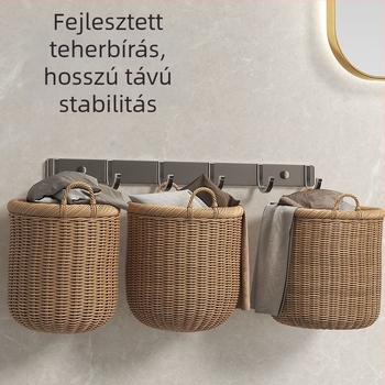 Space alumíniumból készült falra szerelhető akasztó ragasztóval, 3–8 akasztó, terhelés 10 kg