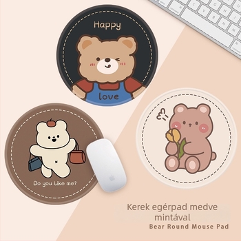 Kis kerek egérpad irodai és laptophoz, édes rajzfilm mintával, csúszásmentes csuklótámasz, mosható