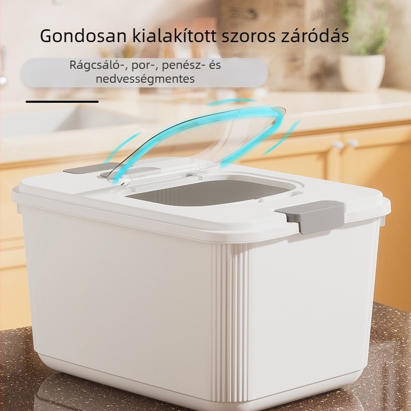 Rizstároló doboz – PP műanyag, zárható, nedvességálló, rovarbiztos, 4 L-nél kisebb kapacitás