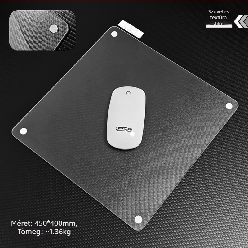Üveg egérpad lekerekített sarkokkal, matt csúszásmentes felület, USB hub, kétoldalas