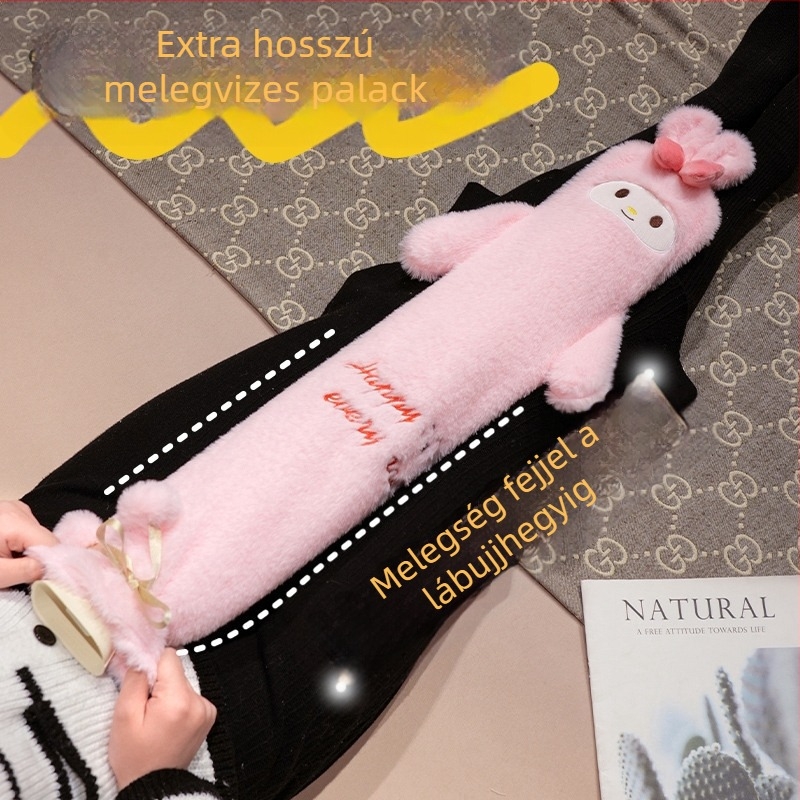 Hosszú melegvizes palack ágyhoz, hosszított töltés, vastagabb, robbanásbiztos melegítő, lábmelegítő alvás közben