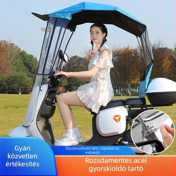 Elektromos jármű napsugárvédő napernyő, 7‑karos rostváz, 170T poliészter anyag, teleszkópos, manuális nyitás-zárás, UV UPF 40+, vízálló