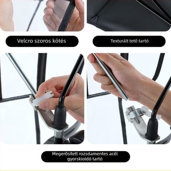 Elektromos jármű napsugárvédő napernyő, 7‑karos rostváz, 170T poliészter anyag, teleszkópos, manuális nyitás-zárás, UV UPF 40+, vízálló