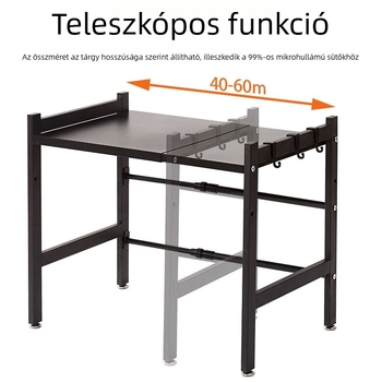 Padlóálló mikrőhullámú sütő állvány, többszintes konyhai tároló polc, szénacél, OEM logó, modern minimalista stílus