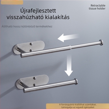 Rozsdamentes acél teleszkópos tekercs papírtartó konyhához — a szekrény alatt, fúrás nélkül, törölközőtartóval