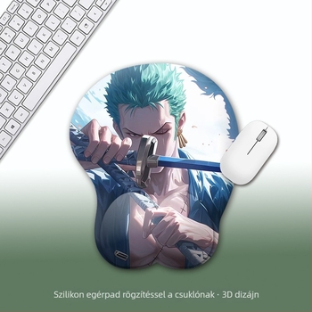 Kis szilikon egérpad csuklótámogatással, rajzfilm-stílusú, hőtranszfer nyomtatás.