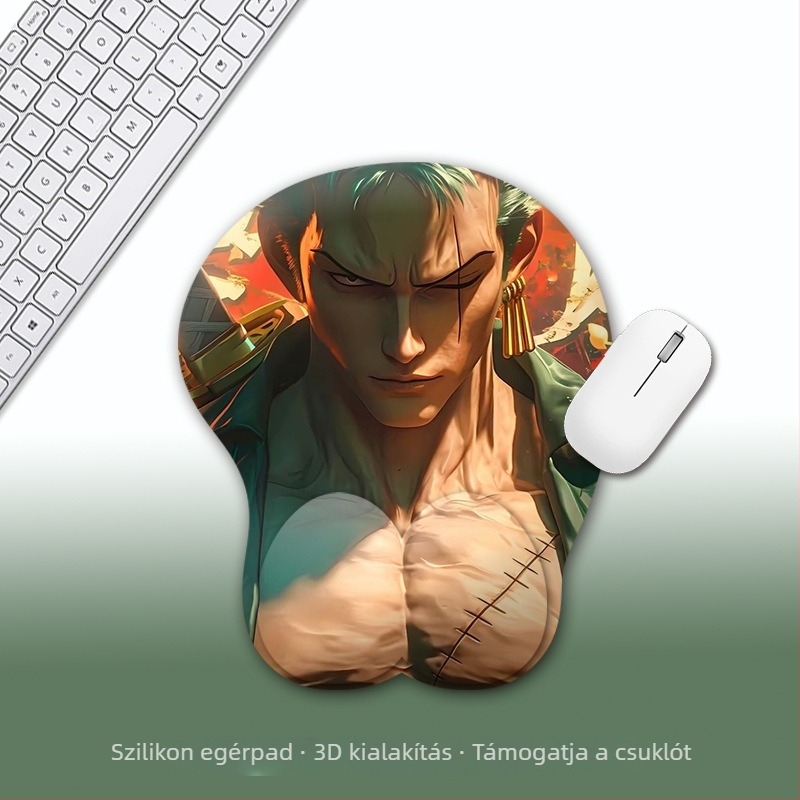 Kis szilikon egérpad csuklótámogatással, rajzfilm-stílusú, hőtranszfer nyomtatás.