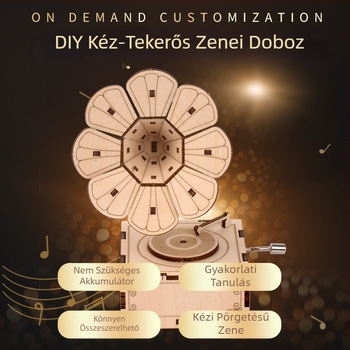 Fából készült 3D puzzle zenés doboz — lézergravírozás, testre szabható a rajzok szerint