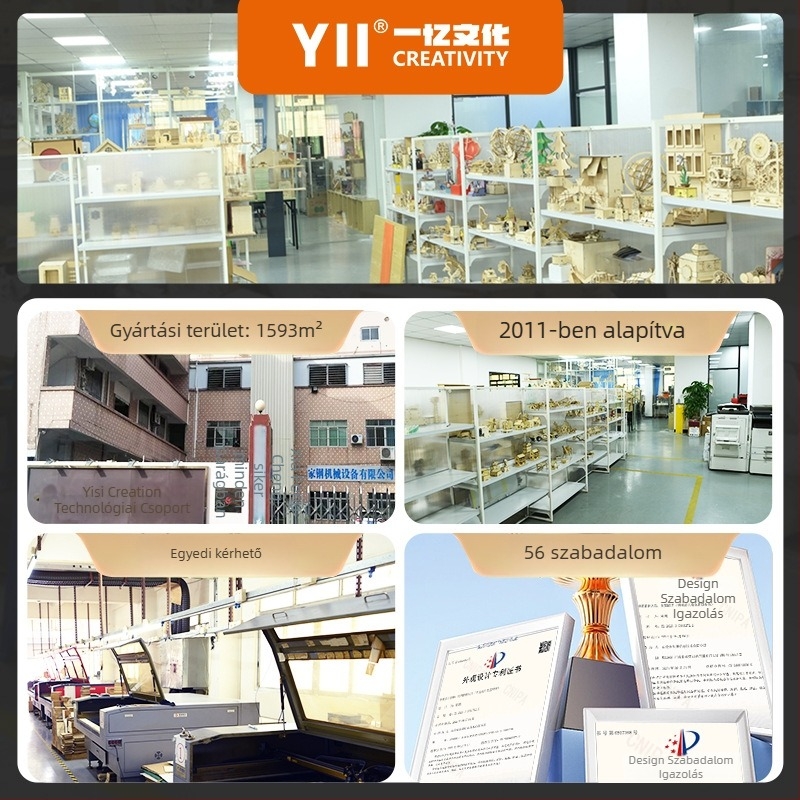 Fából készült 3D puzzle zenés doboz — lézergravírozás, testre szabható a rajzok szerint