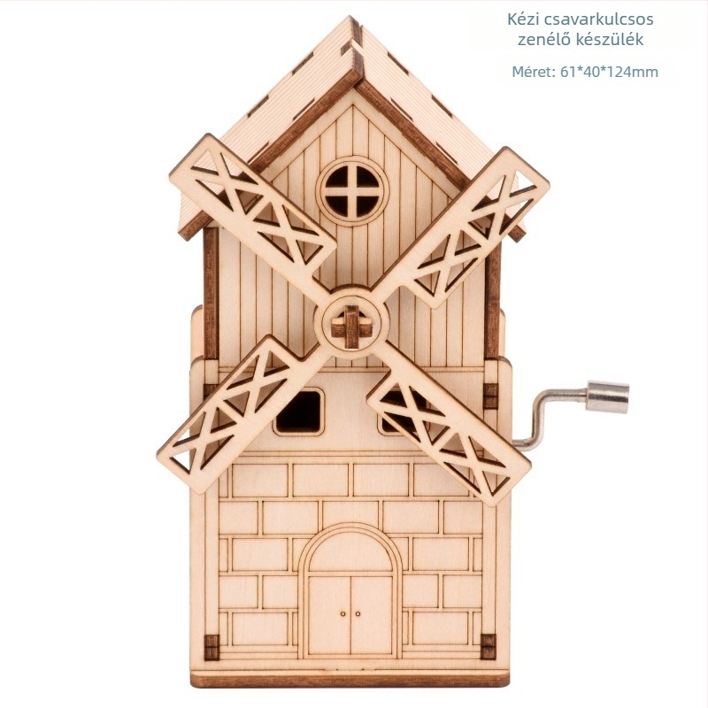 Fából készült 3D puzzle zenés doboz — lézergravírozás, testre szabható a rajzok szerint