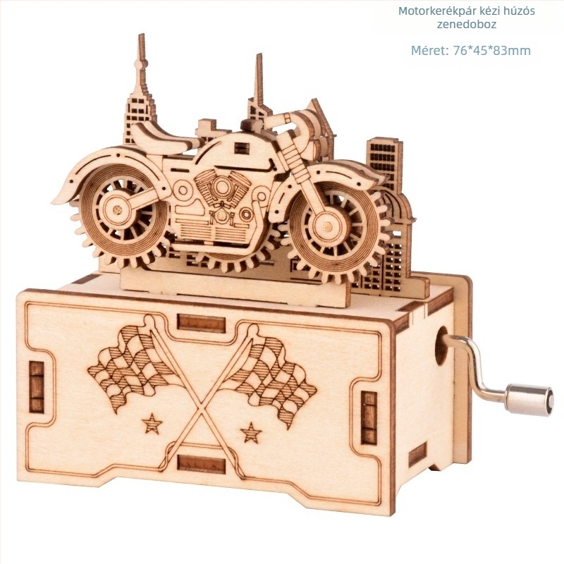 Fából készült 3D puzzle zenés doboz — lézergravírozás, testre szabható a rajzok szerint