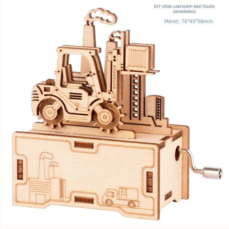 Fából készült 3D puzzle zenés doboz — lézergravírozás, testre szabható a rajzok szerint