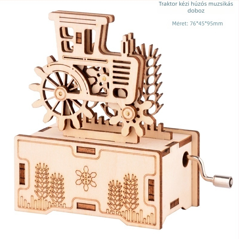 Fából készült 3D puzzle zenés doboz — lézergravírozás, testre szabható a rajzok szerint