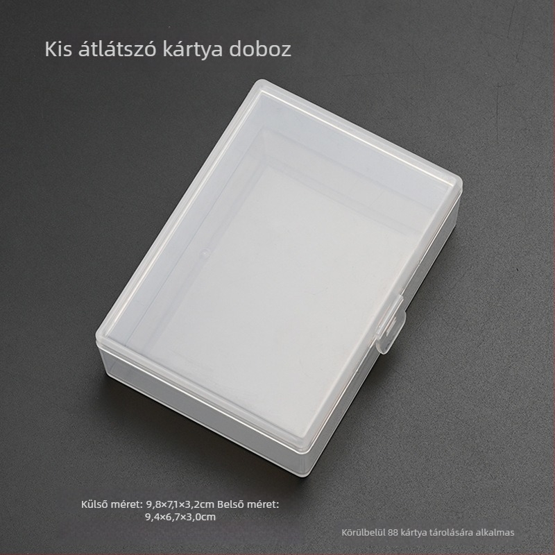 Átlátszó kártyadoboz | PP műanyag, porvédett, 80–130 kártya kapacitás, modern minimalist stílus, ideális íróasztalra, asztalra és fiókba