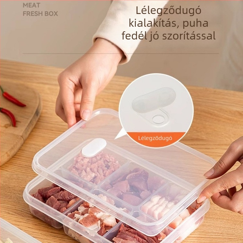 Hűtőszekrény húsosztó doboz – japán stílus, élelmiszer-biztos műanyag, tömítés