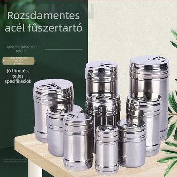 Forgatható rozsdamentes acél fűszeres tartály, bors- és fűszerdoboz grillsütőhöz