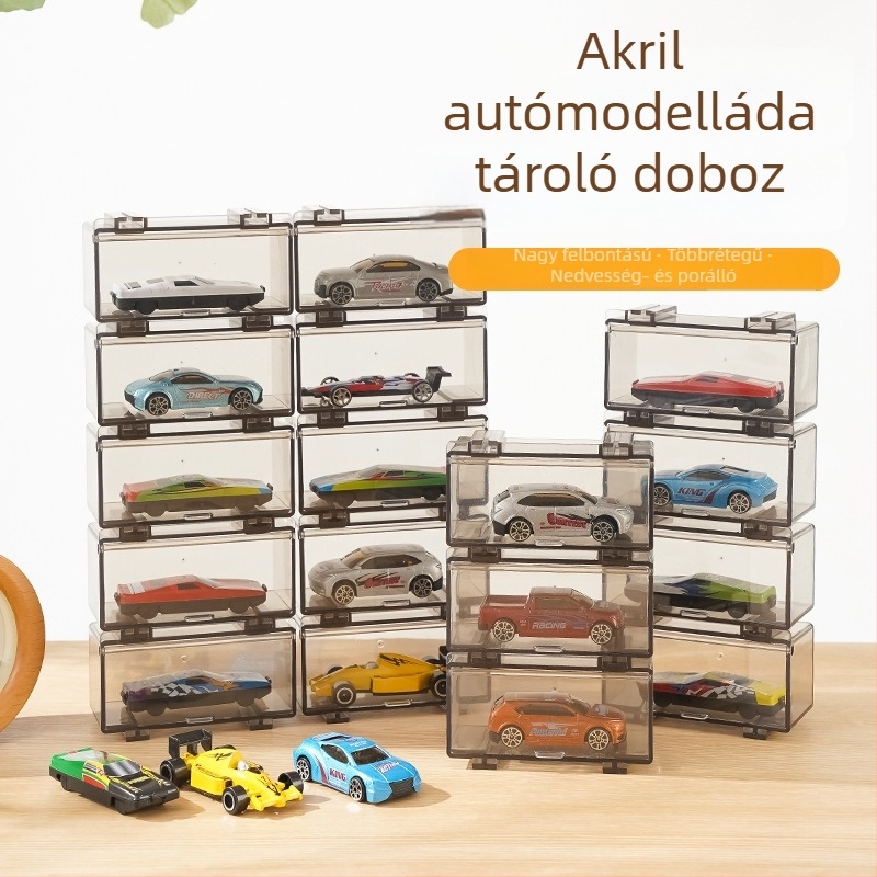 MD-0845 autómodell tároló doboz, ABS műanyag, porvédett, fedéllel, nappali, hálószoba és dolgozószoba számára