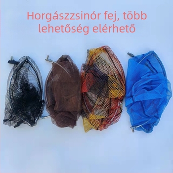 Összecsukható horgász hálófej ragasztóval bevont hálóval, finom háló, zseb gyűrűvel, anti-akadási dizájn