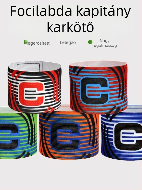 Nylon futball kapitány karpánt Velcroval, C-alakú kialakítás, testre szabható edzőeszköz