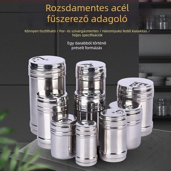 Rozsdamentes acél fűszeres tartály forgó adagolóval – grills készlet