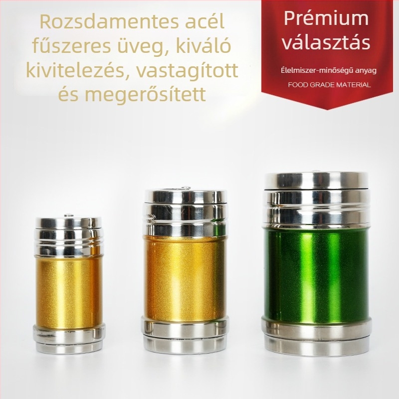 Rozsdamentes acél fűszeres tartály forgó adagolóval – grills készlet