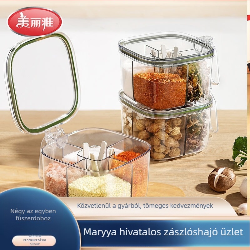 Meiliya többrekeszes üveg fűszeres doboz készlet – só- és fűszer tároló, modern minimalist stílus