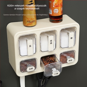 Műanyag fűszertartó doboz fiókos kivitelben, két szintes, fedéllel