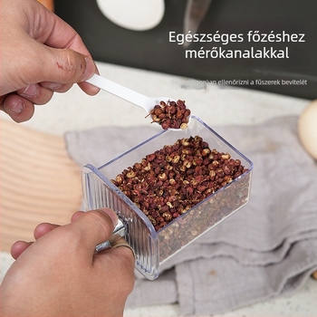 Műanyag fűszertartó doboz fiókos kivitelben, két szintes, fedéllel