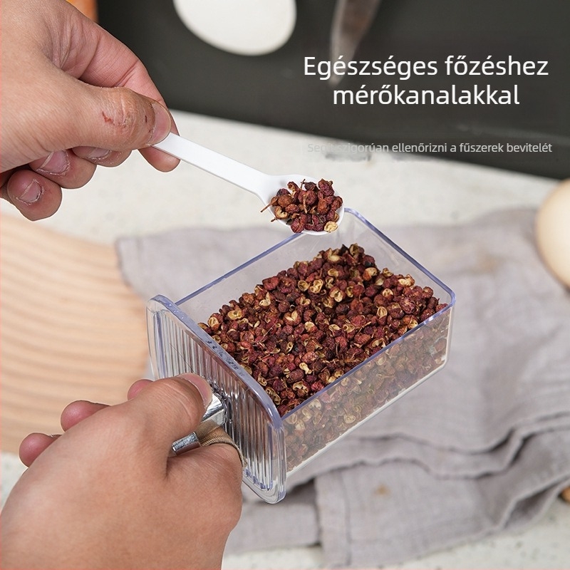 Műanyag fűszertartó doboz fiókos kivitelben, két szintes, fedéllel