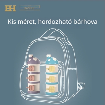 Babi Elephant háromrétegű babamell tejpor-doboz, három rekesszel, hordozható és zárható kivitel, újszülöttől 3 éves korig megfelelő, magáncímkézés lehetséges