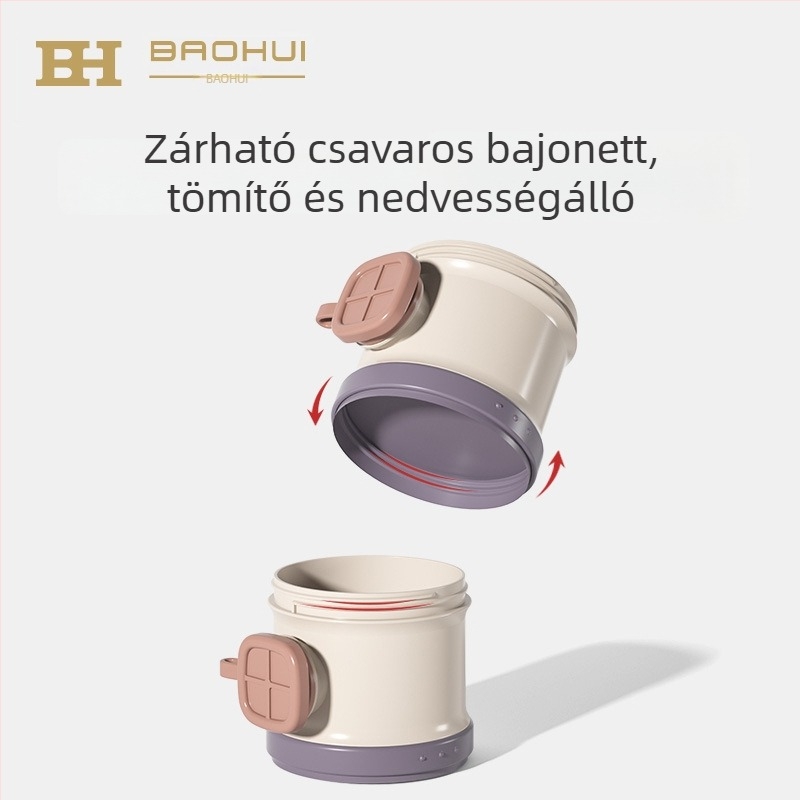 Babi Elephant háromrétegű babamell tejpor-doboz, három rekesszel, hordozható és zárható kivitel, újszülöttől 3 éves korig megfelelő, magáncímkézés lehetséges
