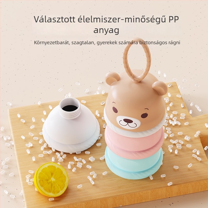 Jiayi Beibi háromrétegű tejpor és bébi nassolnivaló tároló doboz rekeszekkel – hordozható, 0–3 éves korig