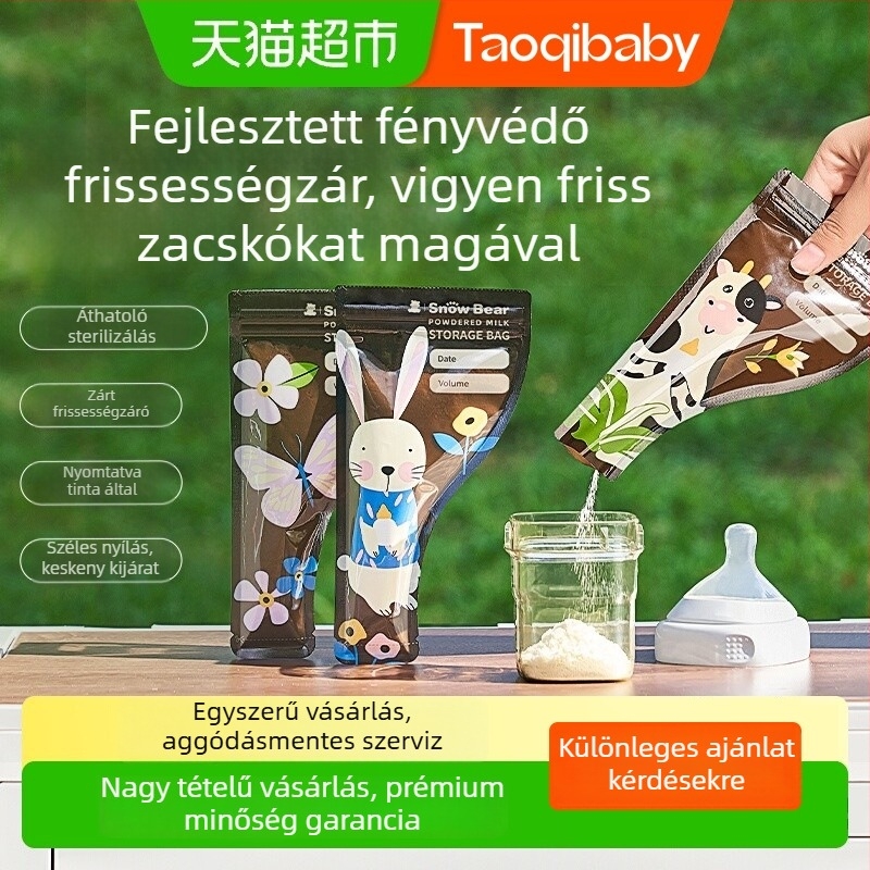 Taoqibaby Egyszer használatos bébi tápszer tasakok, osztott tasakok, hordozható zárható tasakok a frissesség megőrzéséért, antibakteriális, 30 tasak/csomag