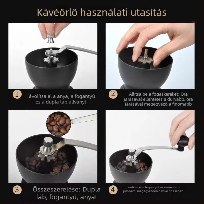 Kávéőrlő és Borsőrlő, 304 rozsdamentes acél, Modern minimalist dizájn, 24 darab dobozban