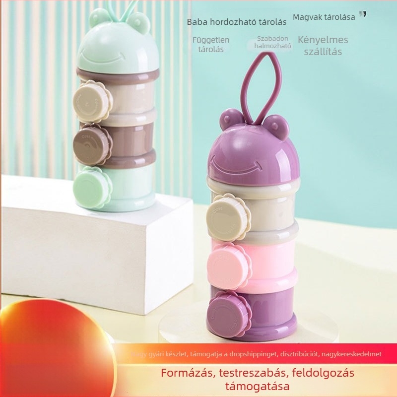 Little Sugar Boy bébi tejpor tároló doboz, hordozható, több rekeszes kialakítás, nagy kapacitású, 0–3 éveseknek