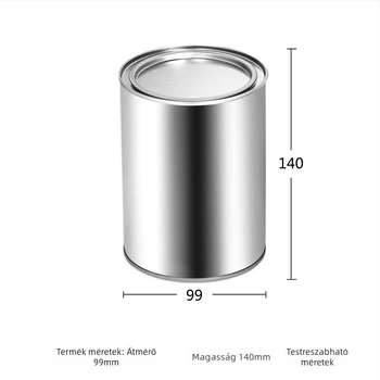 Kerek fém ételtároló doboz tinplate-ból, UV nyomtatással, kapacitás 10000, logó nyomtatva