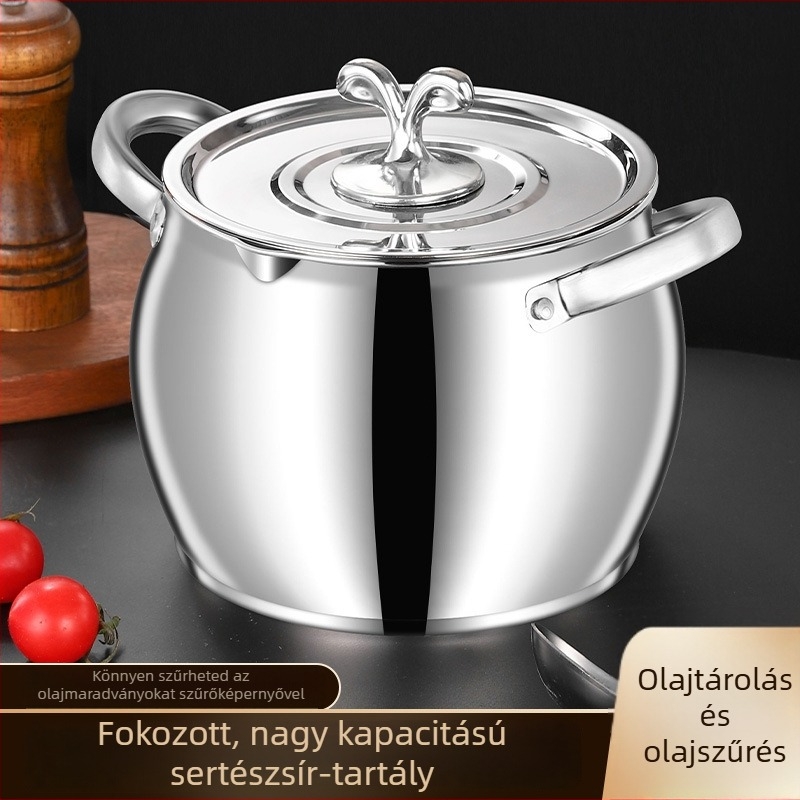 Fedeles rozsdamentes acél olajtartó, konyhai tárolóedény, magas hőmérsékletnek ellenálló