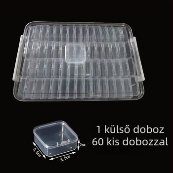 Ékszertároló doboz fedővel, PET+PP műanyag, 1 L kapacitás, 24 darabos készlet
