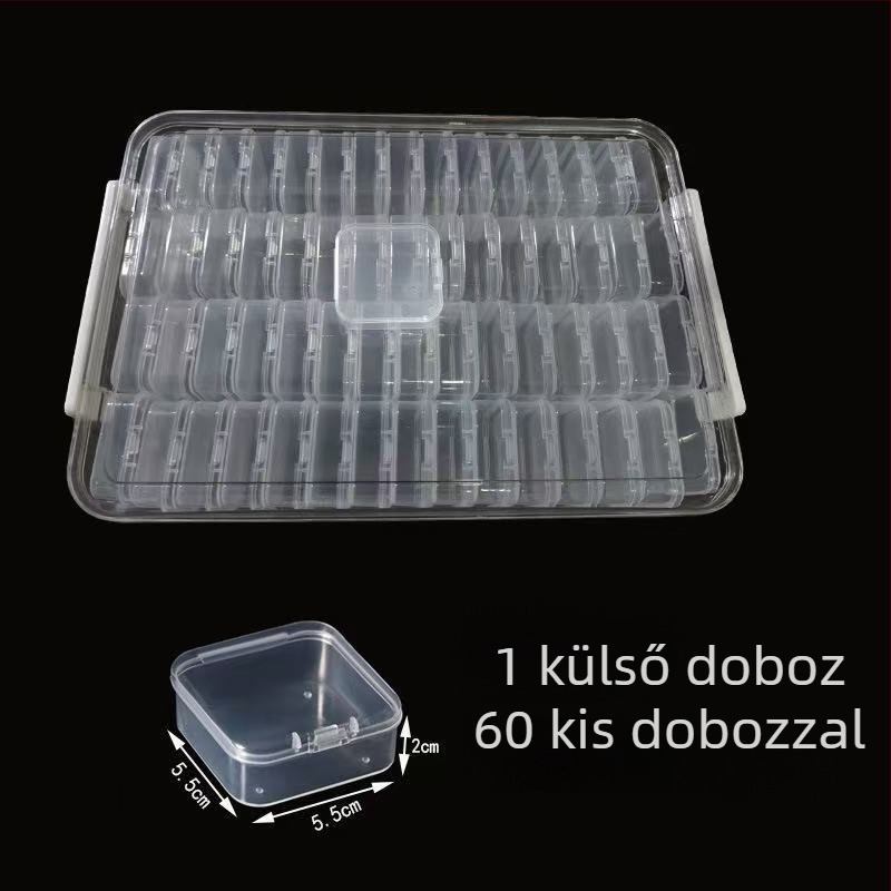 Ékszertároló doboz fedővel, PET+PP műanyag, 1 L kapacitás, 24 darabos készlet