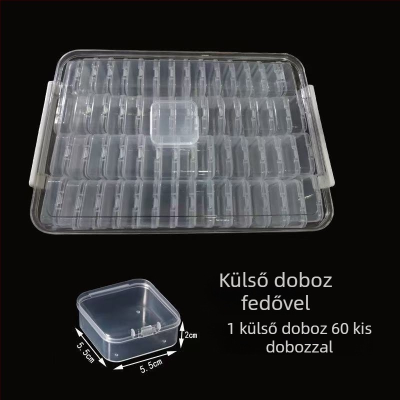 Ékszertároló doboz fedővel, PET+PP műanyag, 1 L kapacitás, 24 darabos készlet