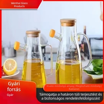 Háztartási hőálló üveg olajtartó, nagy kapacitású, skálával a szójaszószhoz, ecethez és fűszerekhez