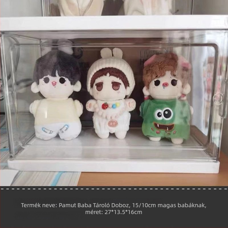 Figura tároló doboz, átlátszó kiállító doboz, porálló, 18 literes kapacitás, stackelhető, modell 1980