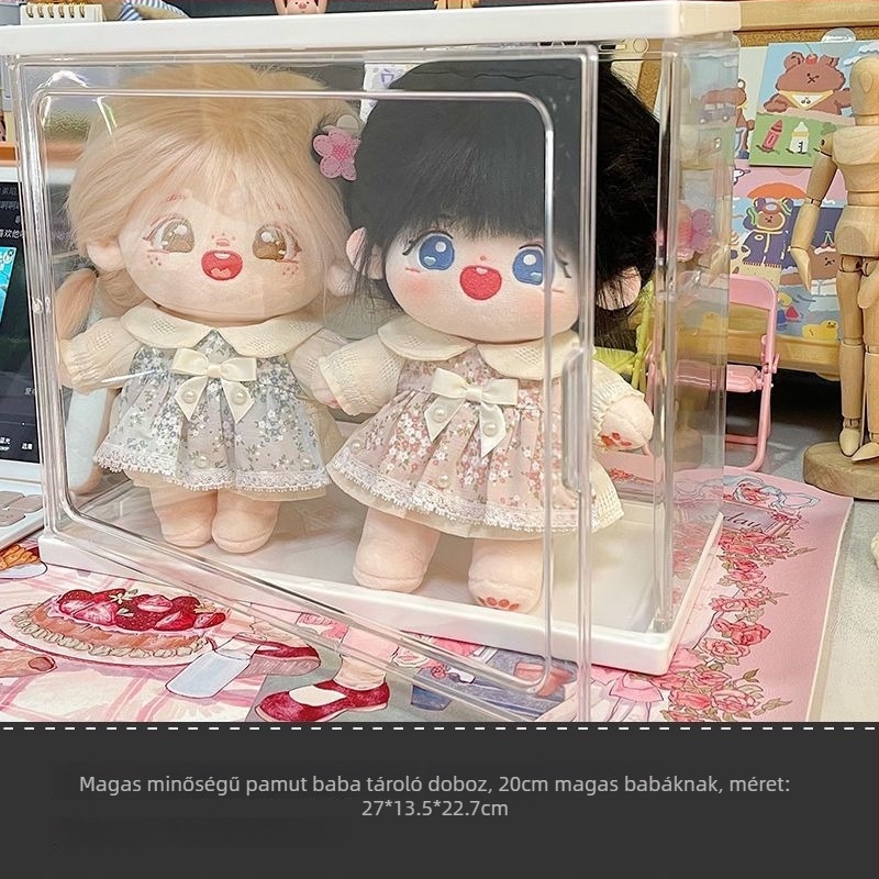 Figura tároló doboz, átlátszó kiállító doboz, porálló, 18 literes kapacitás, stackelhető, modell 1980