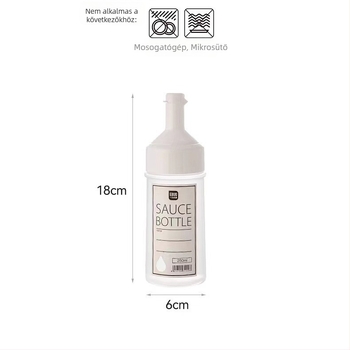 Műanyag olaj- és szószflakon fedéllel, HuiPin Beauty, prés funkcióval, olajtartó kanna, nyomtatott logó