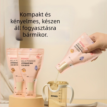 Egyszer használatos anyatejes tároló tasakok, hordozható és zárható útközben; 60 g kapacitás, anyag PET/PE nyomtatott tinta; 30 darabos csomag